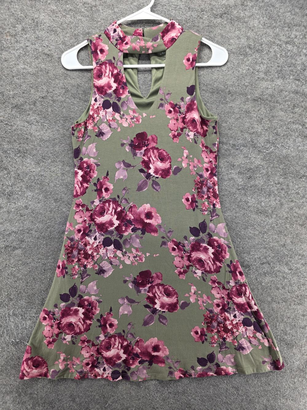 Alya Dress Womens XS Multicolor Trapeze & Swing Floral V-Neck Sleeveless Keyhole